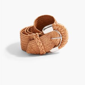 Wrapped Buckle Straw Belt - Silvertone